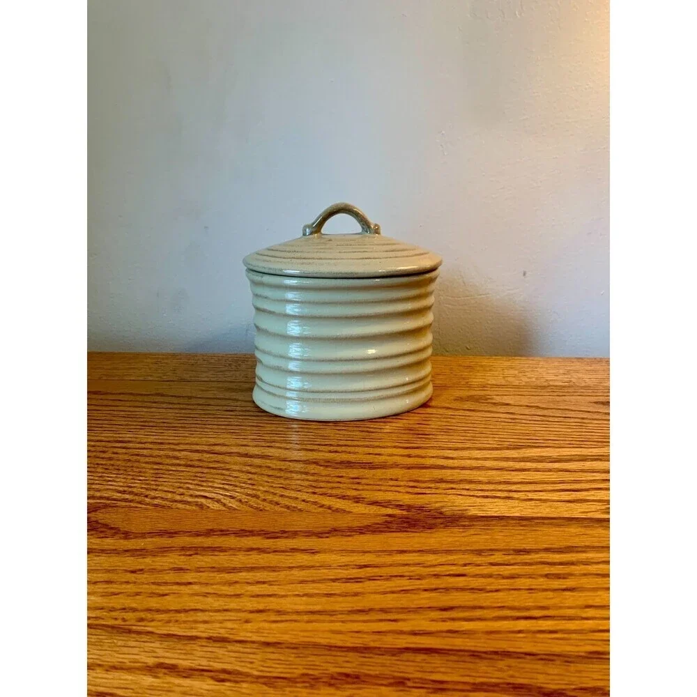 Pier One Terracotta VTG Candle Holder Canister Clay container coil Dish Vanilla
